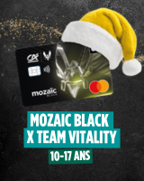 Visuel de la carte Mozaic black pour les 10-17 ans en partenariat avec Team Vitality