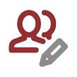 Pictogramme de deux têtes l'une derrière l'autre avec un crayon à droite